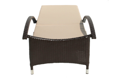 Лежак  Мальта-2 ротанг искусственный (коричневый) матрас бежевый