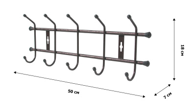 Вешалка настенная ВН5 5 крючков (медный антик)