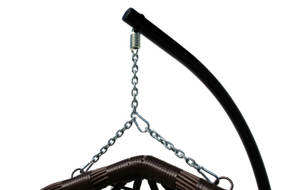 Кресло подвесное двойное Ортис (стойка+основание черный,корзн. корич.,подуш. беж. 3уп. (В))