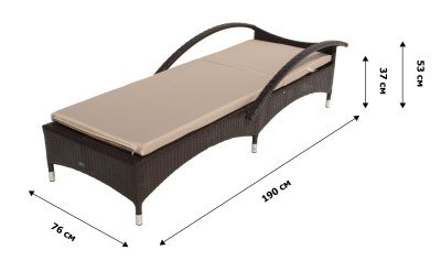 Лежак  Мальта-2 ротанг искусственный (коричневый) матрас бежевый