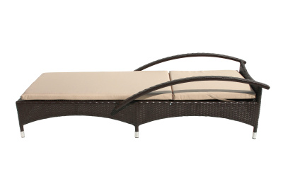 Лежак  Мальта-2 ротанг искусственный (коричневый) матрас бежевый