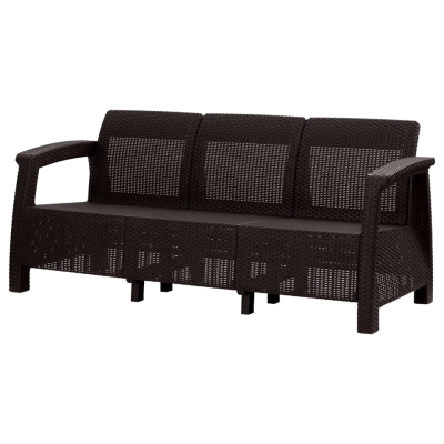 Диван пластиковый RATTAN Luxe 3х местный (коричневый)
