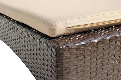 Лежак  Мальта-2 ротанг искусственный (коричневый) матрас бежевый