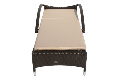 Лежак  Мальта-2 ротанг искусственный (коричневый) матрас бежевый