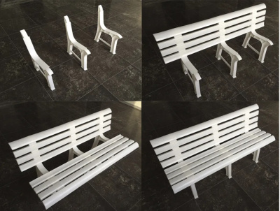 Скамья пластиковая  (белая)