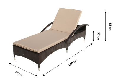 Лежак  Мальта-2 ротанг искусственный (коричневый) матрас бежевый