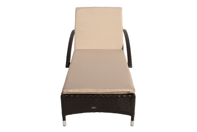 Лежак  Мальта-2 ротанг искусственный (коричневый) матрас бежевый