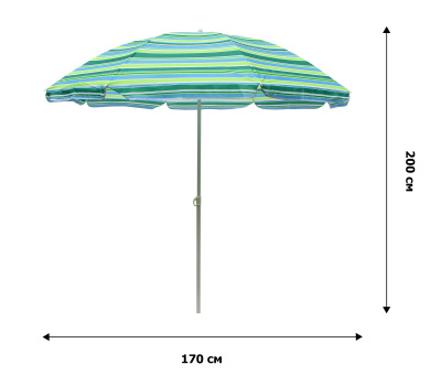 Зонт  2,0м бирюзовая полоска (уп.12шт.) 2 части
