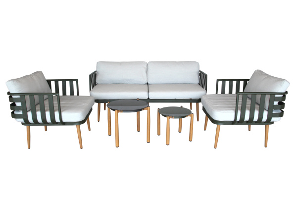 Набор мебели Эшланд  1 уп. (2 стола+2 кресла+диван, подушки беж.) 