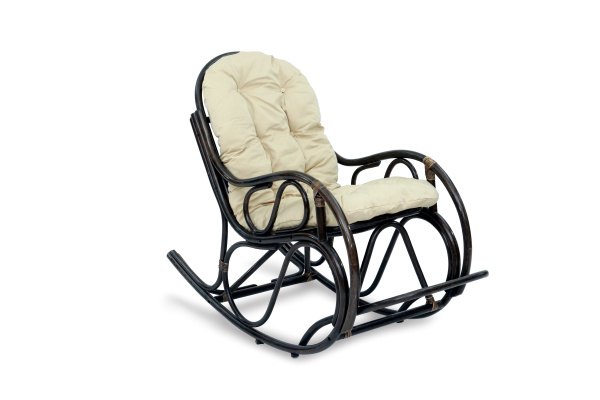 Кресло -качалка Маргонда (1 кор.+мягк.эл.) каркас коричневый, сиденье бежевое) 