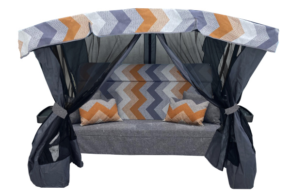 Качели садовые 3-х местные Ранго Премиум Руна(каркас графит, м/э серый рис.зигзаг)2 уп.