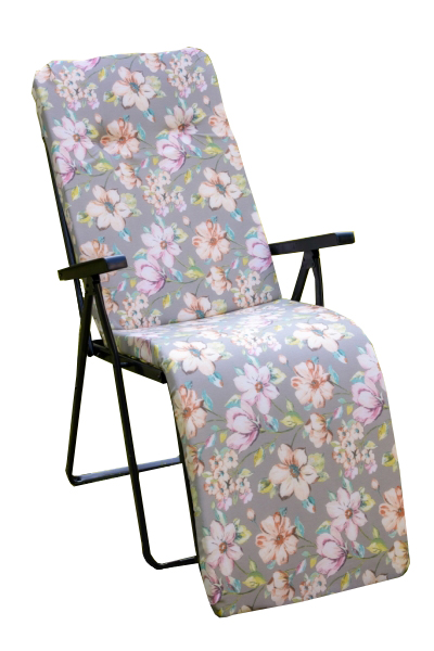 Кресло -шезлонг Леонардо 1 шт. в уп. (каркас антрацит, ткань сер. розов. цветы) 