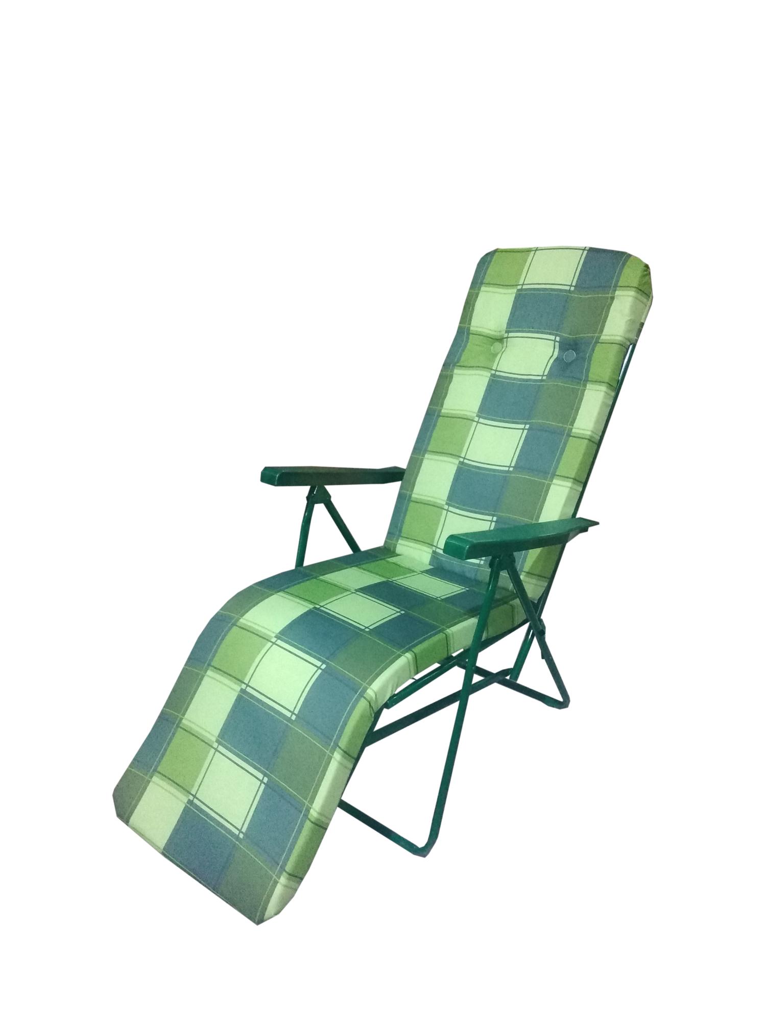 Кресло -шезлонг Альберто (2 шт в в уп.) (каркас зеленый, ткань зелен.клетка)  