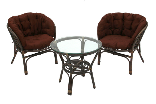 Набор мебели Багамы Премиум мини  (2кресла+стол (2 уп.), каркас коричневый, подушки кор.) 