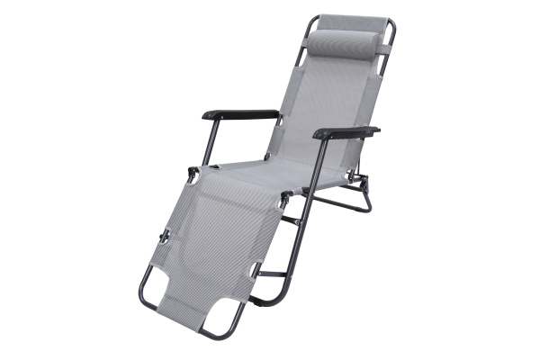 Кресло -шезлонг Бриз (4 шт. в упаковке (каркас темно-серый, ткань серо-белая клетка) 