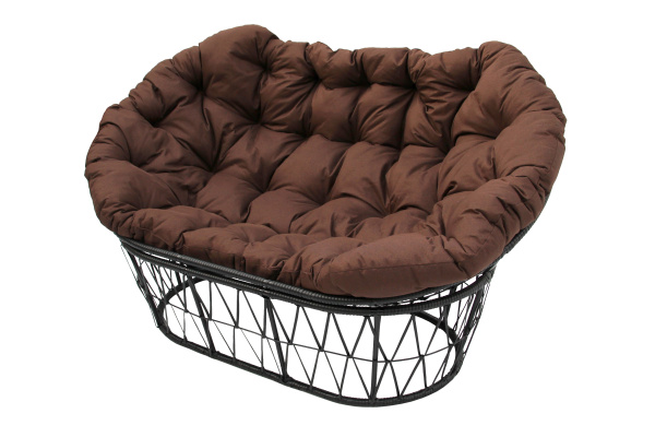 Диван  Мамасан ротанг искусственный 1 уп (диван черный+ подушка коричневая+подставка) (В)