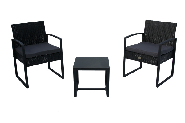 Набор мебели Фрост  1 уп. (стол+2 кресла ротанг черный, подушки серые) 