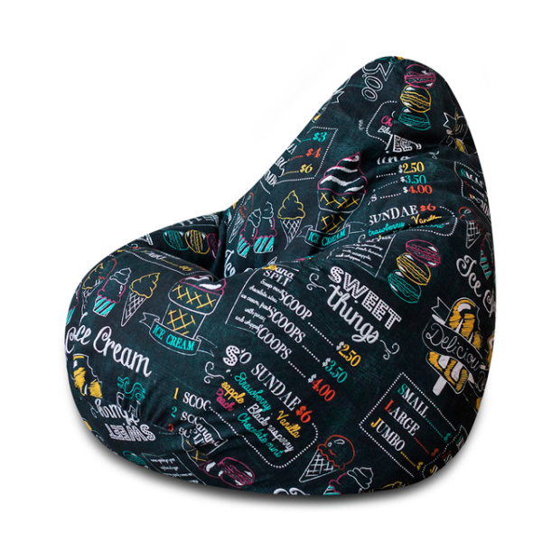 Кресло -мешок XXL жаккард, разноцветный (ice cream) 85х85х125