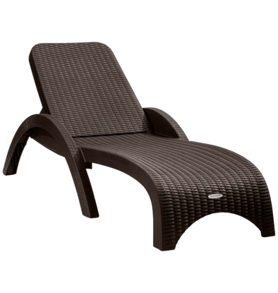 Лежак  RATTAN пластик (коричневый) 