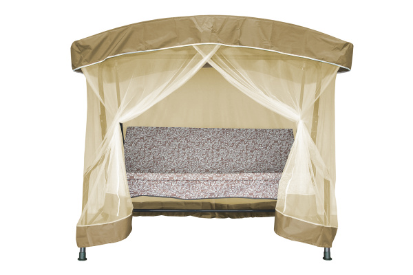 Качели садовые 3-х местные Ирис с москитной сеткой(каркас коричневый, м/э коричневый рис.вензель)2 у