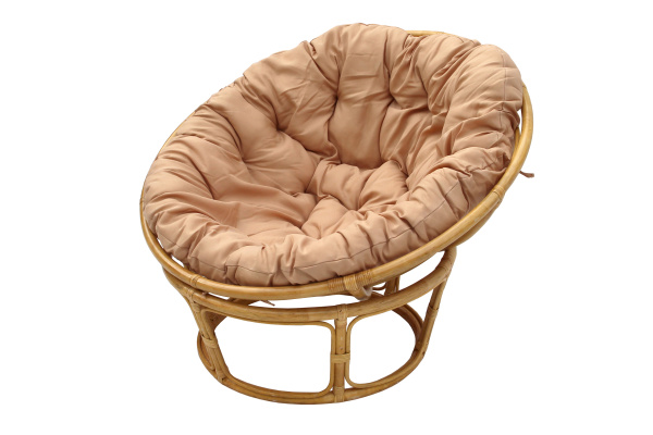 Кресло для отдыха Папасан Ø110см ротанг натуральный 3 уп(1 уп корзина медовый, 1 уп подставка, 1 уп 