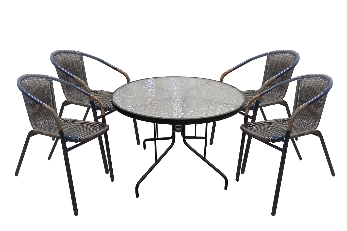 Набор мебели  Марсель (4 кресла+стол Ø100см, каркас черн, ротанг желто-черный) арт.WR2719, ZRTA053-01.1