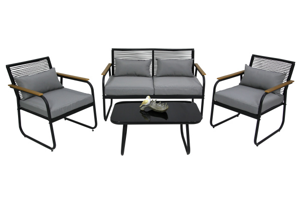 Набор мебели Амелия  1 уп. (черный, подушки серые) 