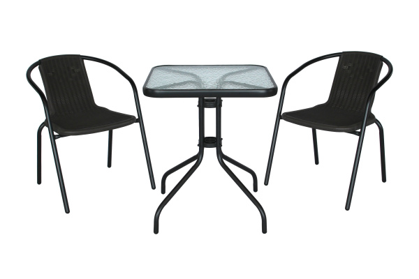 Набор мебели Луис мини  (2 стула+стол 60х60 см, каркас черн, пластик коричн.) 