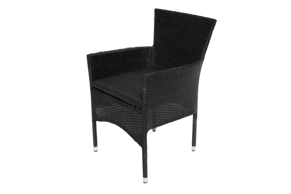 Стул  Аскер (ротанг черный,подушка темно-серая) штабел.