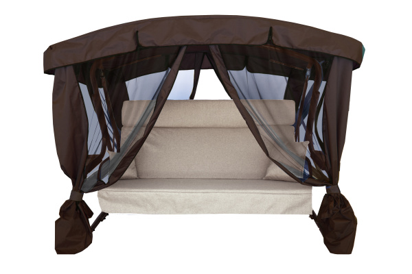 Качели садовые 3-х местные Ранго Премиум Маттео(каркас шоколад, м/э бежевый рис.нет)2 уп.