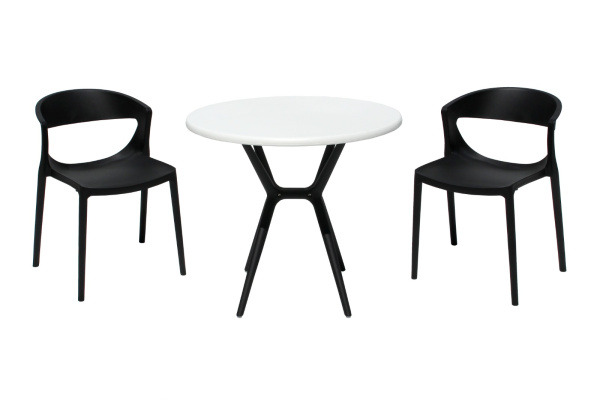 Набор мебели ЕВОК  (2стула ЕВОК черный+стол ТЕОРИ бел черн ножки) 