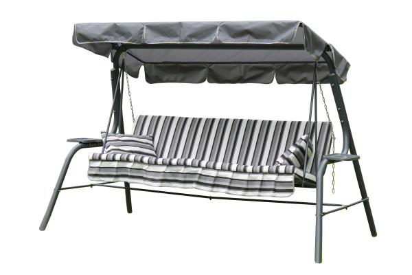 Качели садовые 3-х местные Стандарт Nova(каркас серый, м/э серый рис.полоска)1 уп.