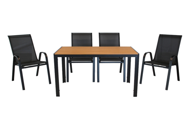 Набор мебели Сан-Ремо 2  (4 кресла штаб.+стол 130х70см, стол поливуд, стулья текстилен) 