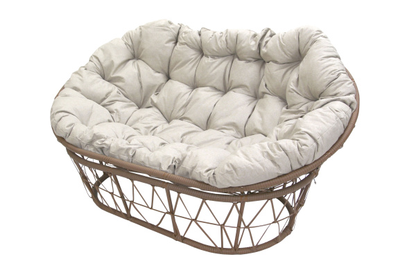 Диван  Мамасан ротанг искусственный 1 уп (корзина бежевая+подушка бежевая+подставка беж) (М)