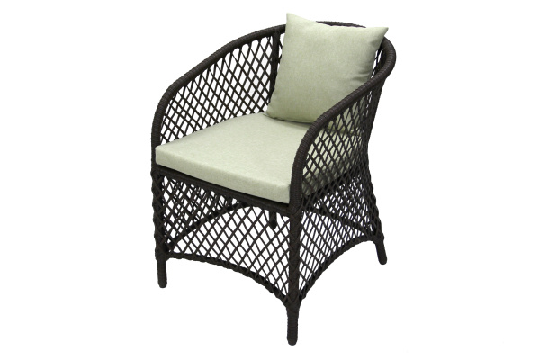 Кресло к набору Сакраменто (каркас черный, ротанг коричневый, estera-хамелеон) (В) 