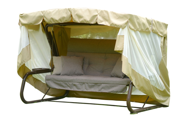 Качели садовые 4-х местные Александрия (каркас коричневый, м/э бежевый рис.без рисунка)2 уп.