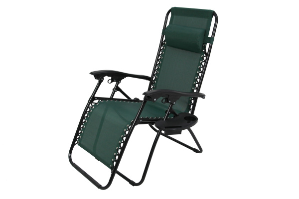 Кресло -шезлонг Фиеста с подстаканником (2шт.в упаковке (каркас черный, ткань зеленая))  