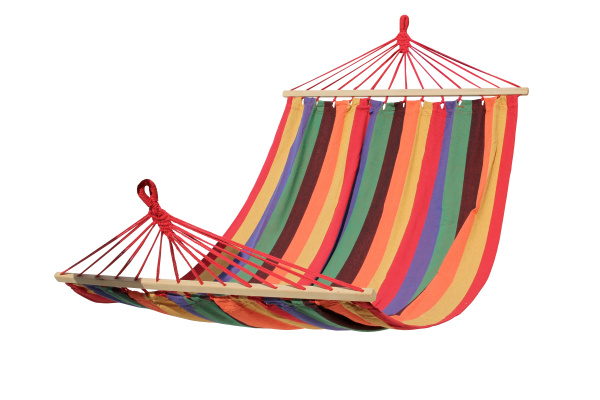 Гамак  тканевый двухместный с перекладиной 2000х1500мм (8 шт/уп разноцветная полоска)