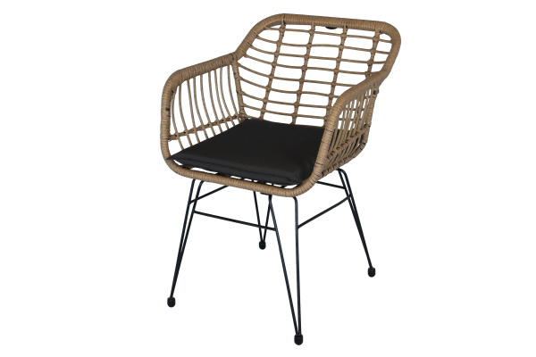 Стул  Адриан (сиденье ротанг беж.+ножки+подушка серая) 3 уп.