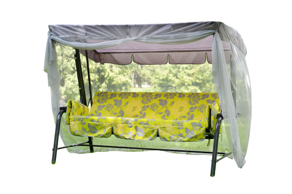 Качели садовые 3-х местные Сиена(каркас антрацит, м/э разноцветный рис.цветы)1 уп.