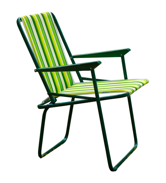 Кресло складное Фольварк мягкое (5 шт в упаковке (каркас зеленый, ткань зелено-желтая полоска)) 