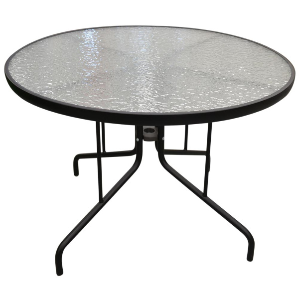 Стол к набору Марсель арт.SC-122T Ø100см (каркас черный, столешница прозрачная)