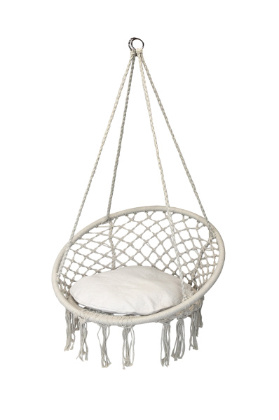 Кресло подвесное Фиби с 1 подушкой (корзина белая, 1 подушка белая, 1 уп.)