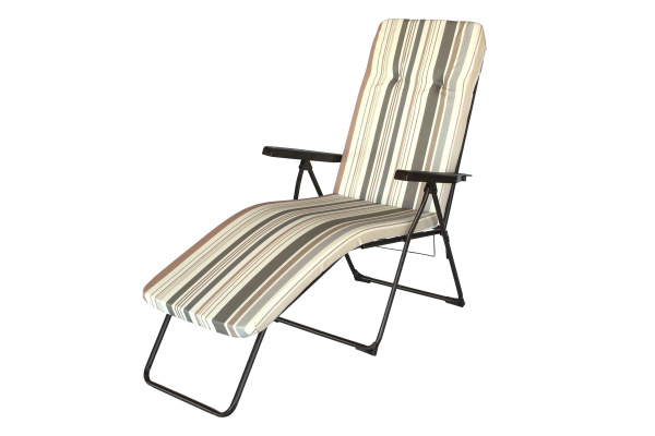 Кресло -шезлонг Альберто-2 (в уп.1 шт.) (каркас корич., ткань полоска) 