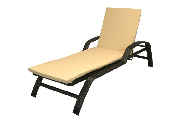 Лежак -шезлонг Бруно ротанг искусственный (коричневый) 1 уп ( ротанг корич, подушка беже) (Т)