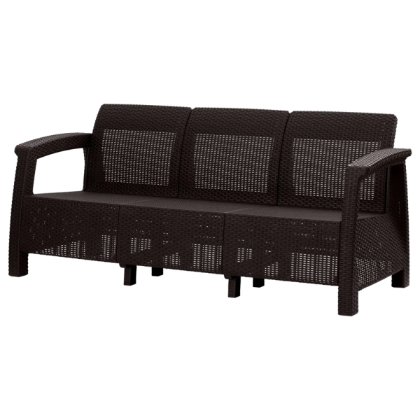 Диван пластиковый RATTAN Luxe 3х местный (коричневый)