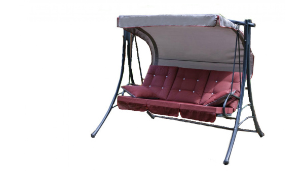 Качели садовые 3-х местные Пагода(каркас антрацит, м/э бордовый рис.без рисунка)1 уп.