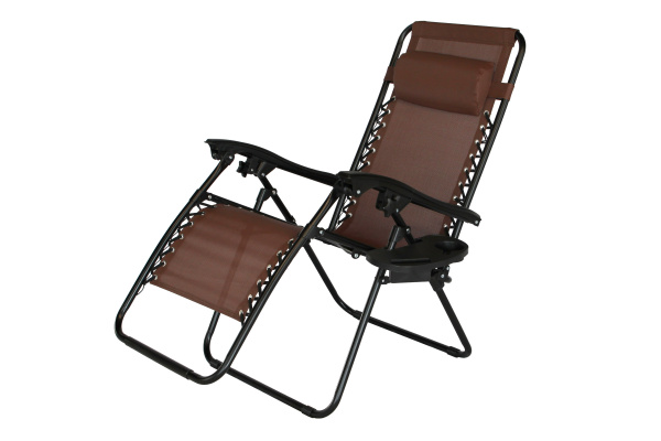 Кресло -шезлонг Фиеста с подстаканником (2шт.в упаковке (каркас черный, ткань светло-коричневая))  