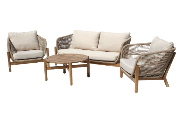 Набор мебели Риччи  2 уп. (стол+2кресла, диван, бежевый, подушки бежевые) 