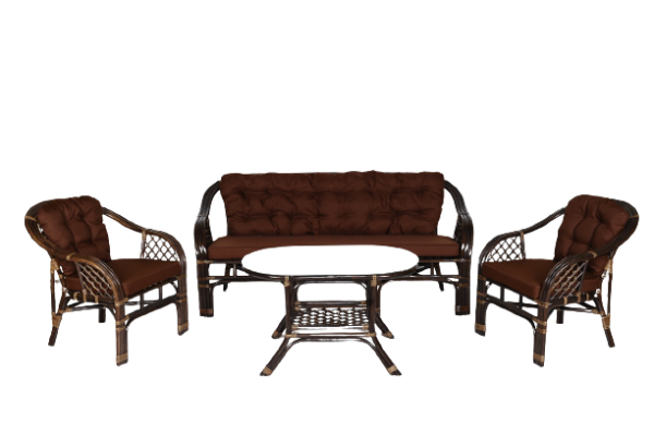 Набор мебели Маркос XL  (3-х местн.диван+2 кресла+стол (2 уп.), каркас коричн., подушки кор.) 